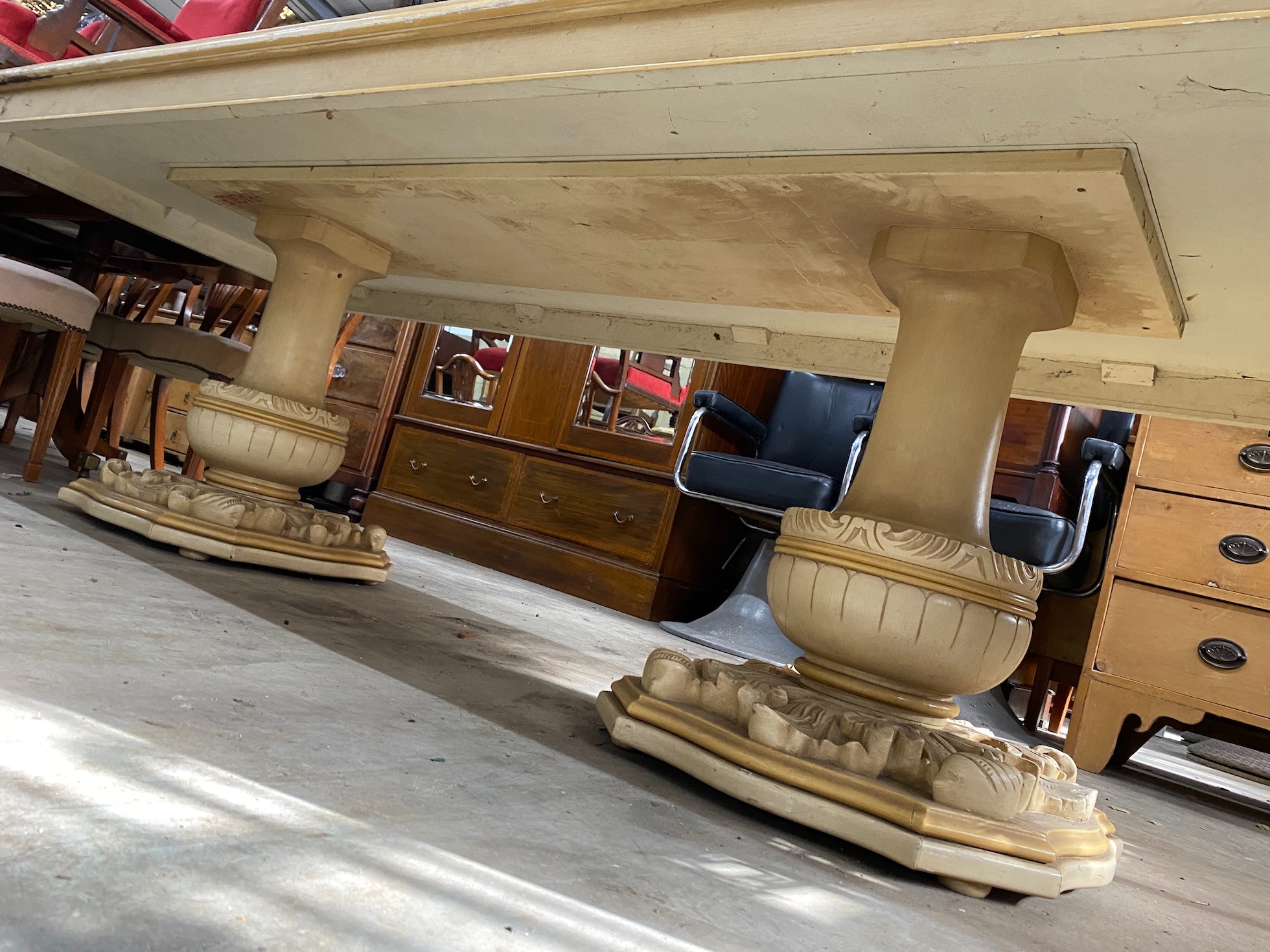 An Italian painted rectangular dining table, length 270cm, depth 110cm, height 75cm
